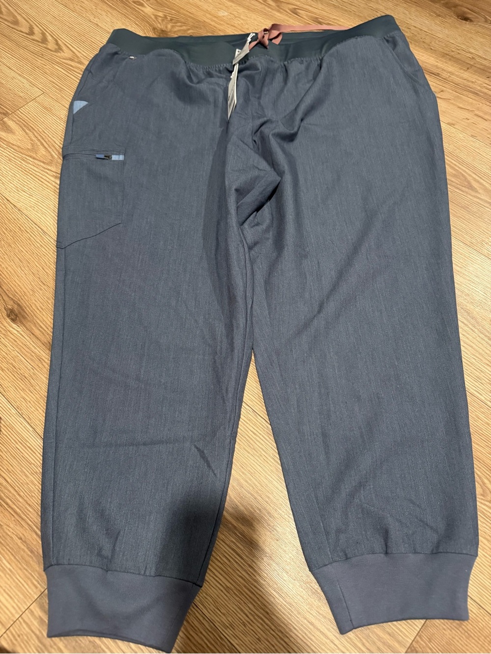 FIGS Navy Blue Jogger Scrub Pants with Brown Drawstring